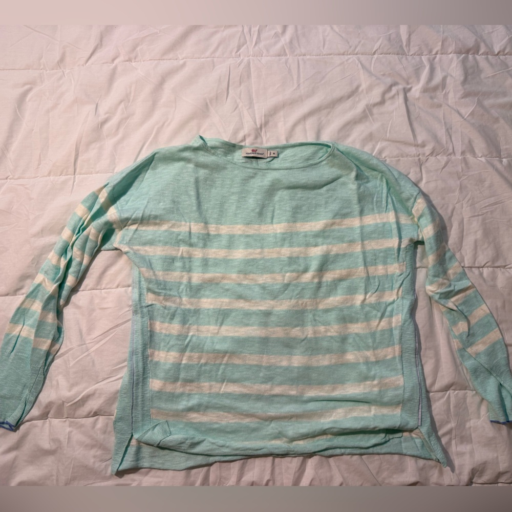 Mint Green and White Striped Sweater. Vineyard vines